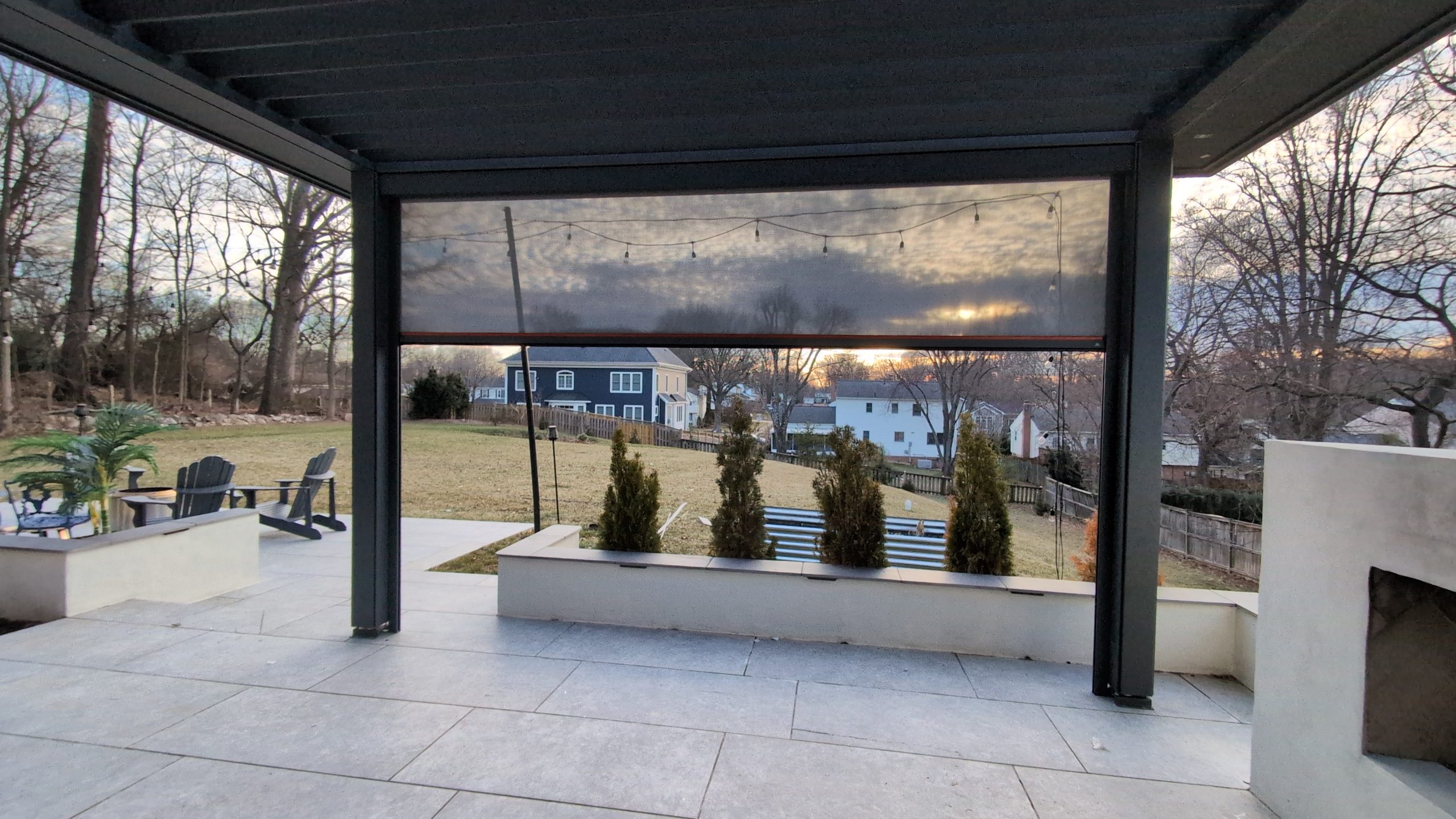 Louvered pergola installation